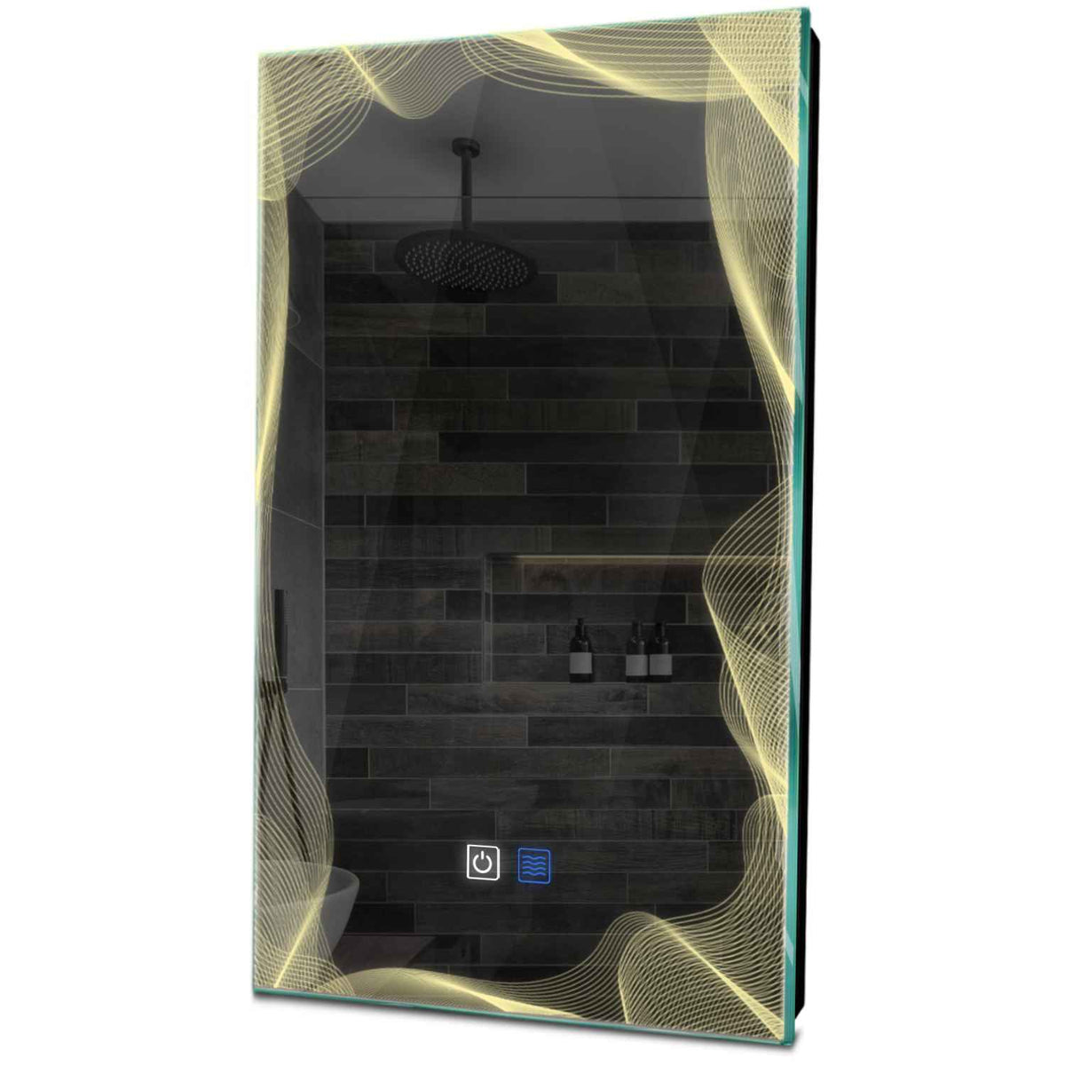 Specchio LED Verticale | Pulsanti touch | Funzione anti-appannamento | Luce bianca calda - Reyze Serie Simetria Modello 3
