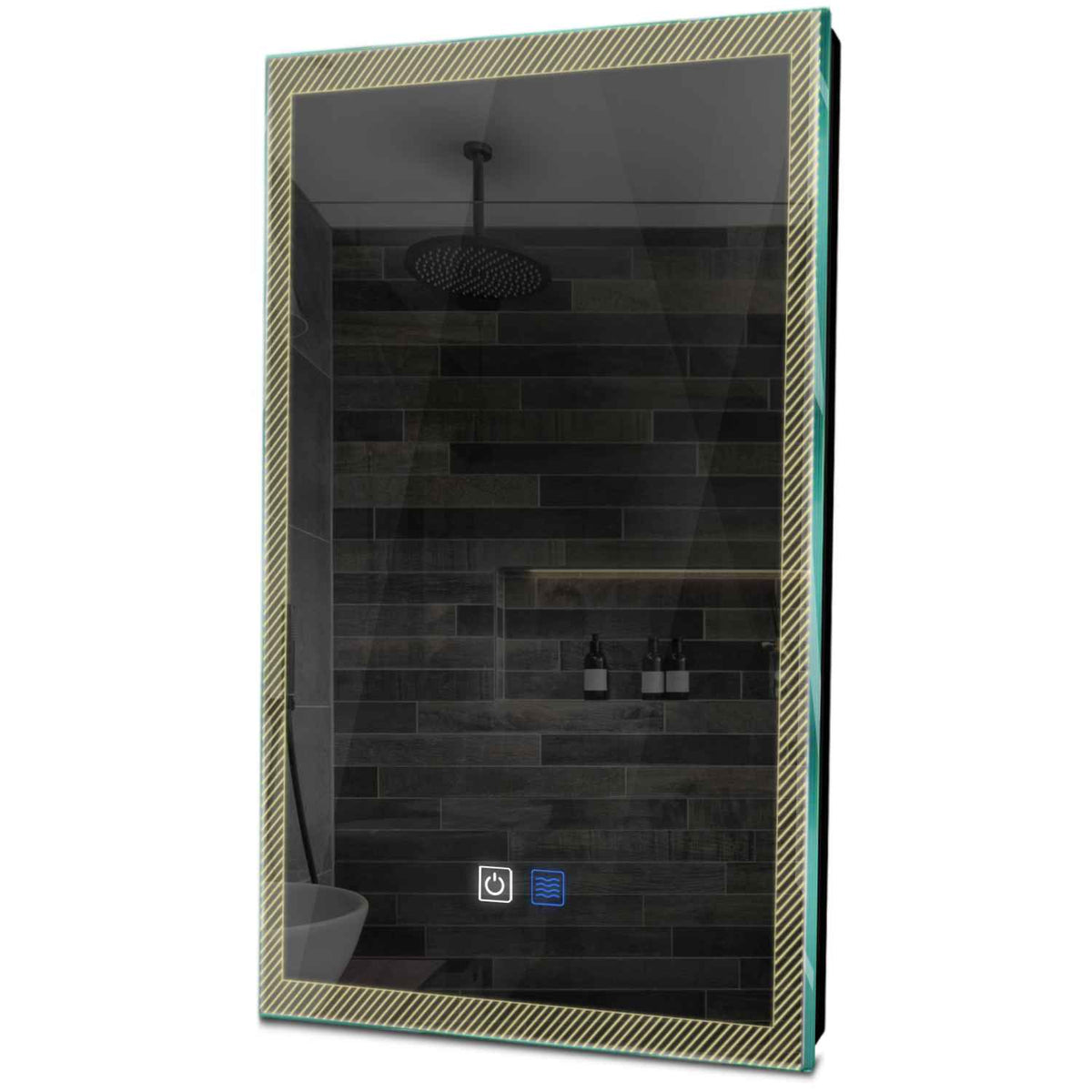 Specchio LED Verticale | Pulsanti touch | Funzione anti-appannamento | Luce bianca calda - Reyze Serie Simetria Modello 7
