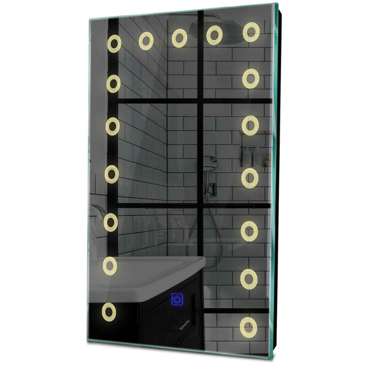 Specchio LED Verticale | Pulsante touch | Luce bianca calda - Reyze Serie Minimal Modello 4