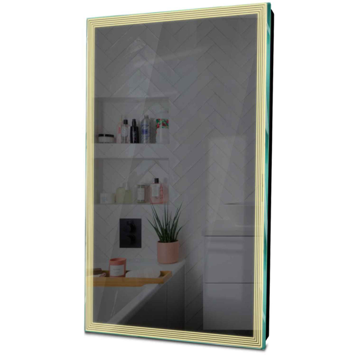 Specchio LED Verticale | Controllo tramite interruttore a muro | Luce bianca calda - Reyze Serie Edge Modello 1
