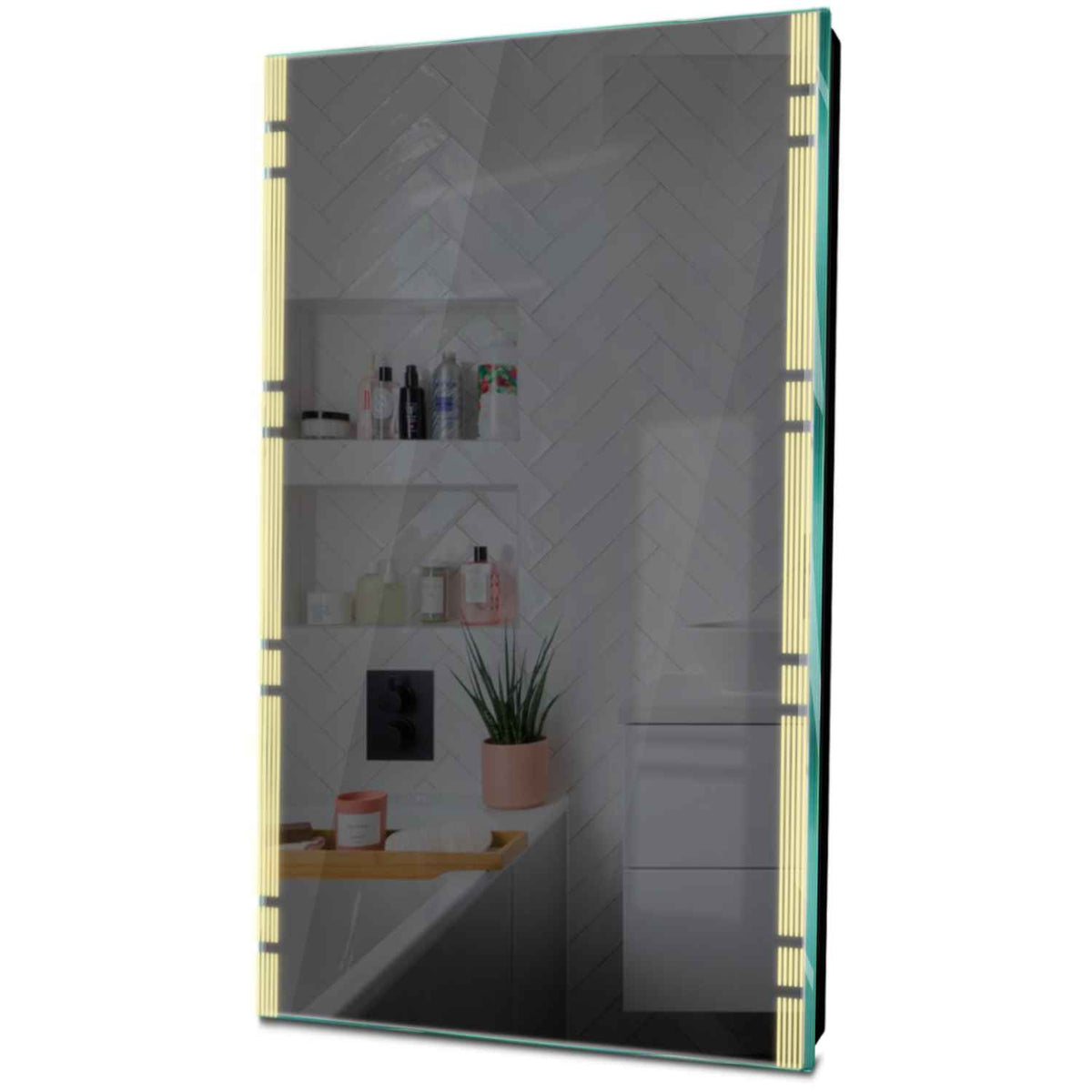 Specchio LED Verticale | Controllo tramite interruttore a muro | Luce bianca calda - Reyze Serie Edge Modello 3