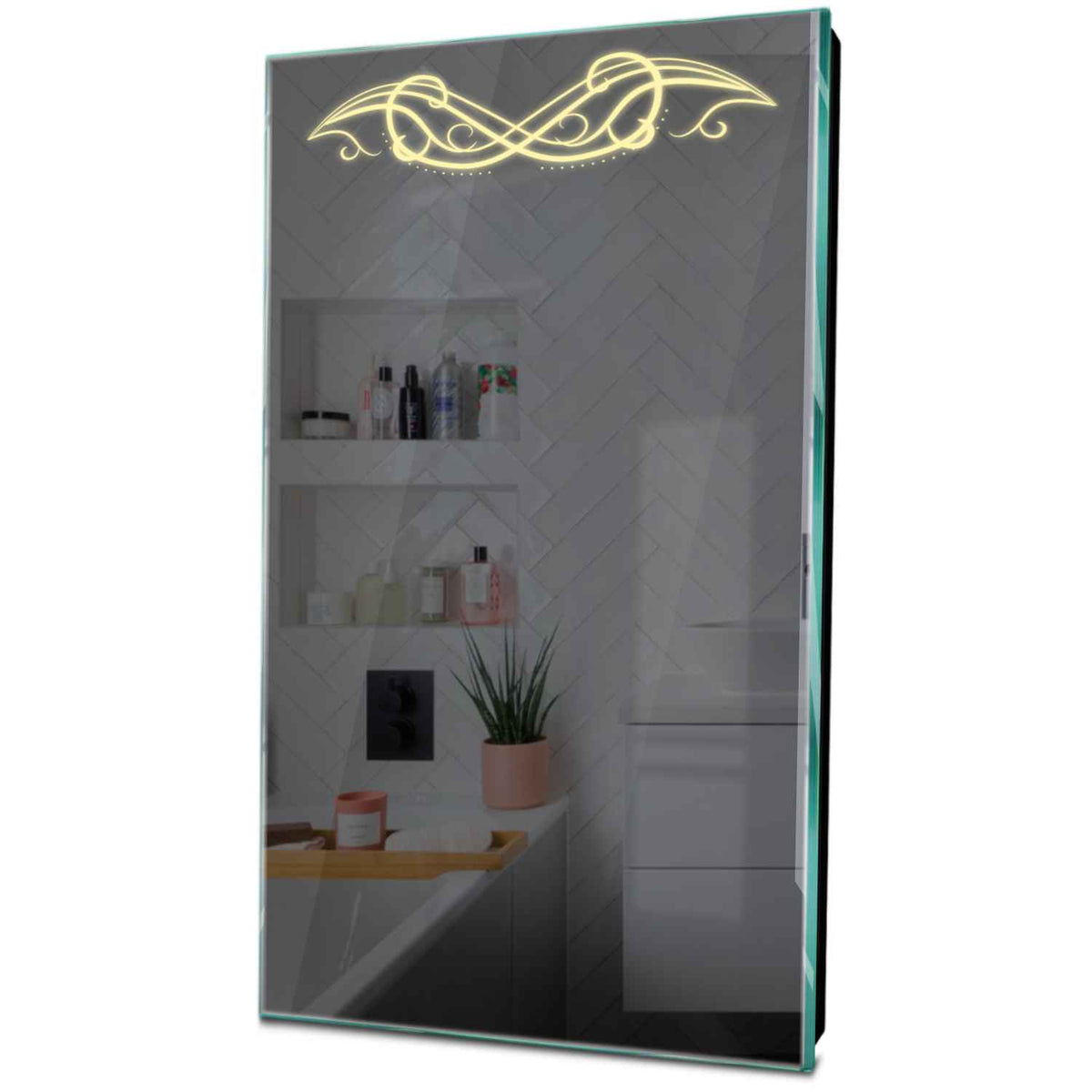 Specchio LED Verticale | Controllo tramite interruttore a muro | Luce bianca calda - Reyze Serie Good Vibes Modello 6