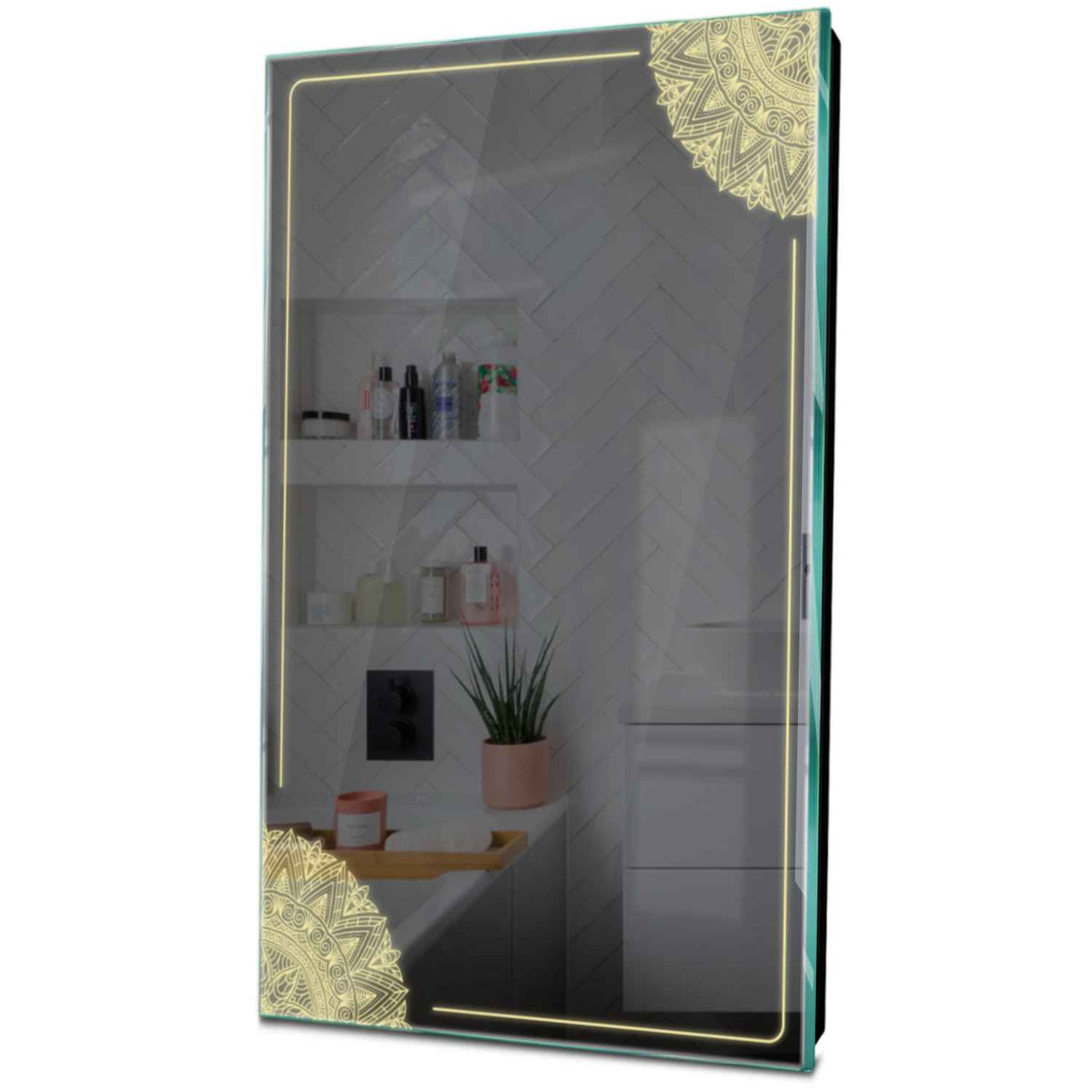 Specchio LED Verticale | Controllo tramite interruttore a muro | Luce bianca calda - Reyze Serie Good Vibes Modello 7