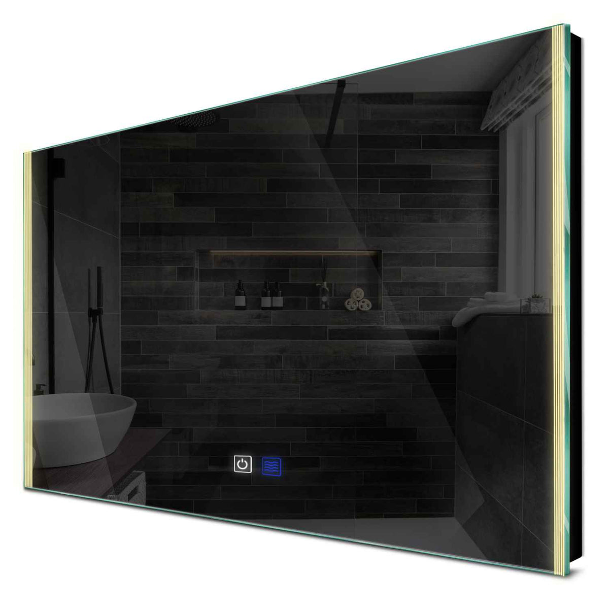 Specchio LED Rettangolare | Pulsanti touch | Funzione anti-appannamento | Luce bianca calda - Reyze Serie Edge Modello 7