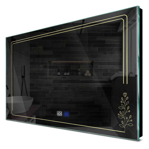 Specchio LED Rettangolare | Pulsanti touch | Funzione anti-appannamento | Luce bianca calda - Reyze Serie Good Vibes Modello 3