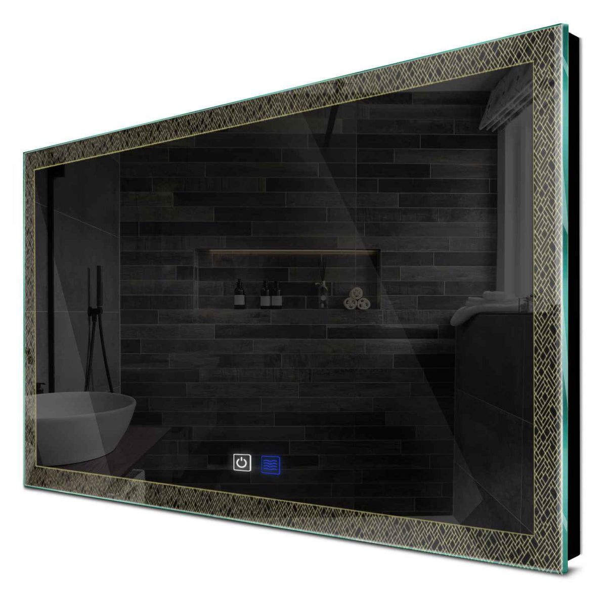 Specchio LED Rettangolare | Pulsanti touch | Funzione anti-appannamento | Luce bianca calda - Reyze Serie Simetria Modello 5