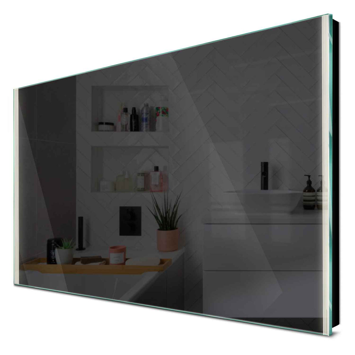 Specchio LED Rettangolare | Controllo tramite interruttore a muro | Luce bianca neutra - Reyze Serie Edge Modello 7