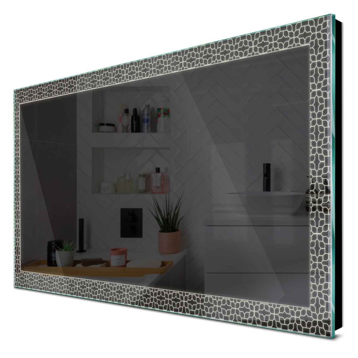Specchio LED Rettangolare | Controllo tramite interruttore a muro | Luce bianca neutra - Reyze Serie Official Modello 1