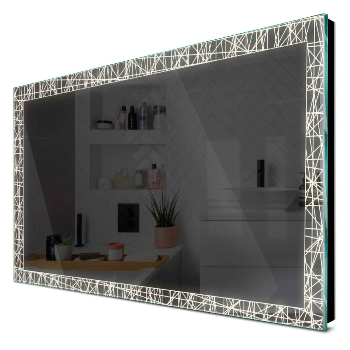 Specchio LED Rettangolare | Controllo tramite interruttore a muro | Luce bianca neutra - Reyze Serie Simetria Modello 1