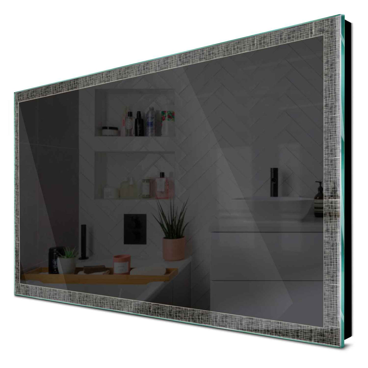 Specchio LED Rettangolare | Controllo tramite interruttore a muro | Luce bianca neutra - Reyze Serie Simetria Modello 6