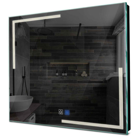 Specchio LED Quadrato | Pulsanti touch | Funzione anti-appannamento | Luce bianca neutra - Reyze Serie Minimal Modello 2