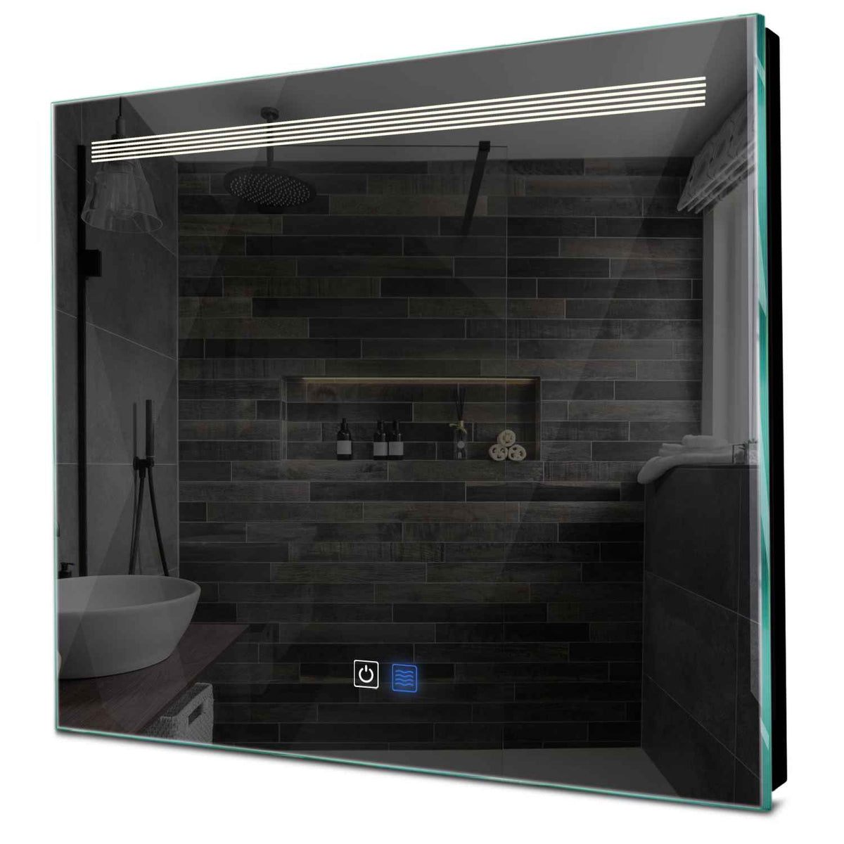 Specchio LED Quadrato | Pulsanti touch | Funzione anti-appannamento | Luce bianca neutra - Reyze Serie Minimal Modello 5