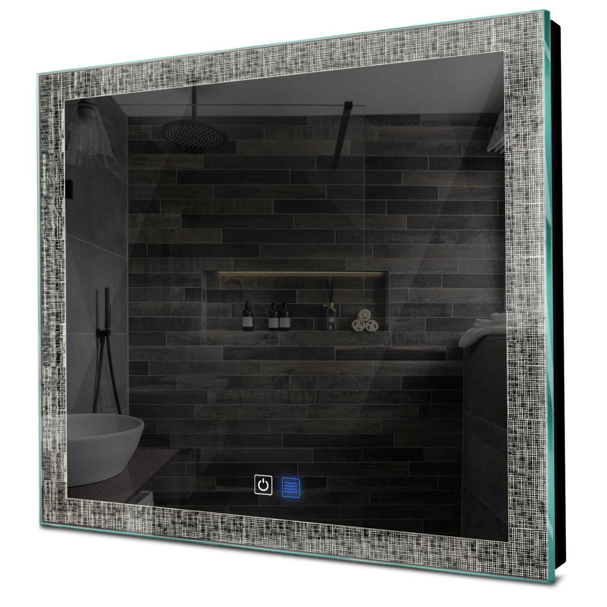 Specchio LED Quadrato | Pulsanti touch | Funzione anti-appannamento | Luce bianca neutra - Reyze Serie Simetria Modello 6