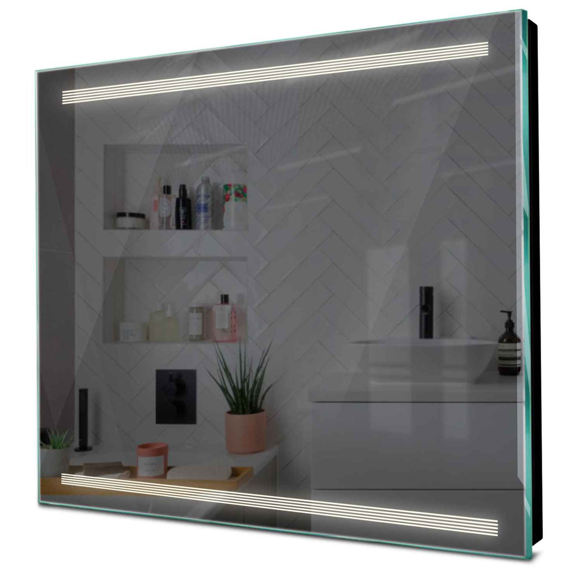 Specchio LED Quadrato | Controllo tramite interruttore a muro | Luce bianca neutra - Reyze Serie Minimal Modello 8