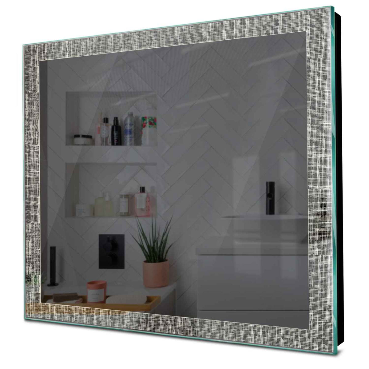 Specchio LED Quadrato | Controllo tramite interruttore a muro | Luce bianca neutra - Reyze Serie Simetria Modello 6