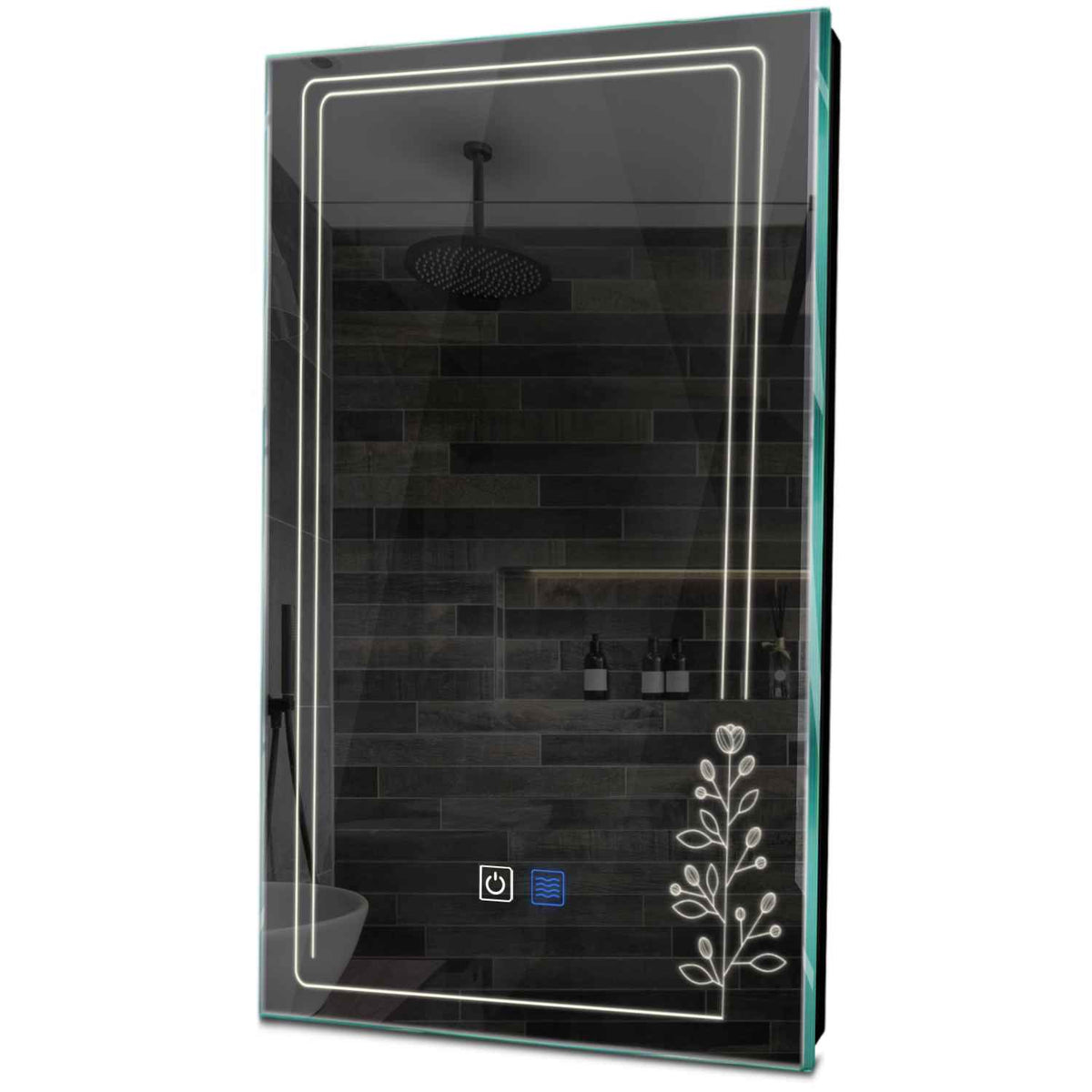 Specchio LED Verticale | Pulsanti touch | Funzione anti-appannamento | Luce bianca neutra - Reyze Serie Good Vibes Modello 3