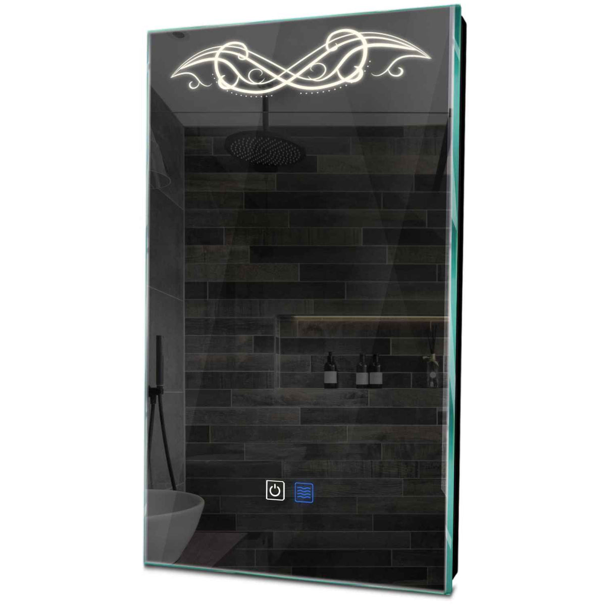 Specchio LED Verticale | Pulsanti touch | Funzione anti-appannamento | Luce bianca neutra - Reyze Serie Good Vibes Modello 6