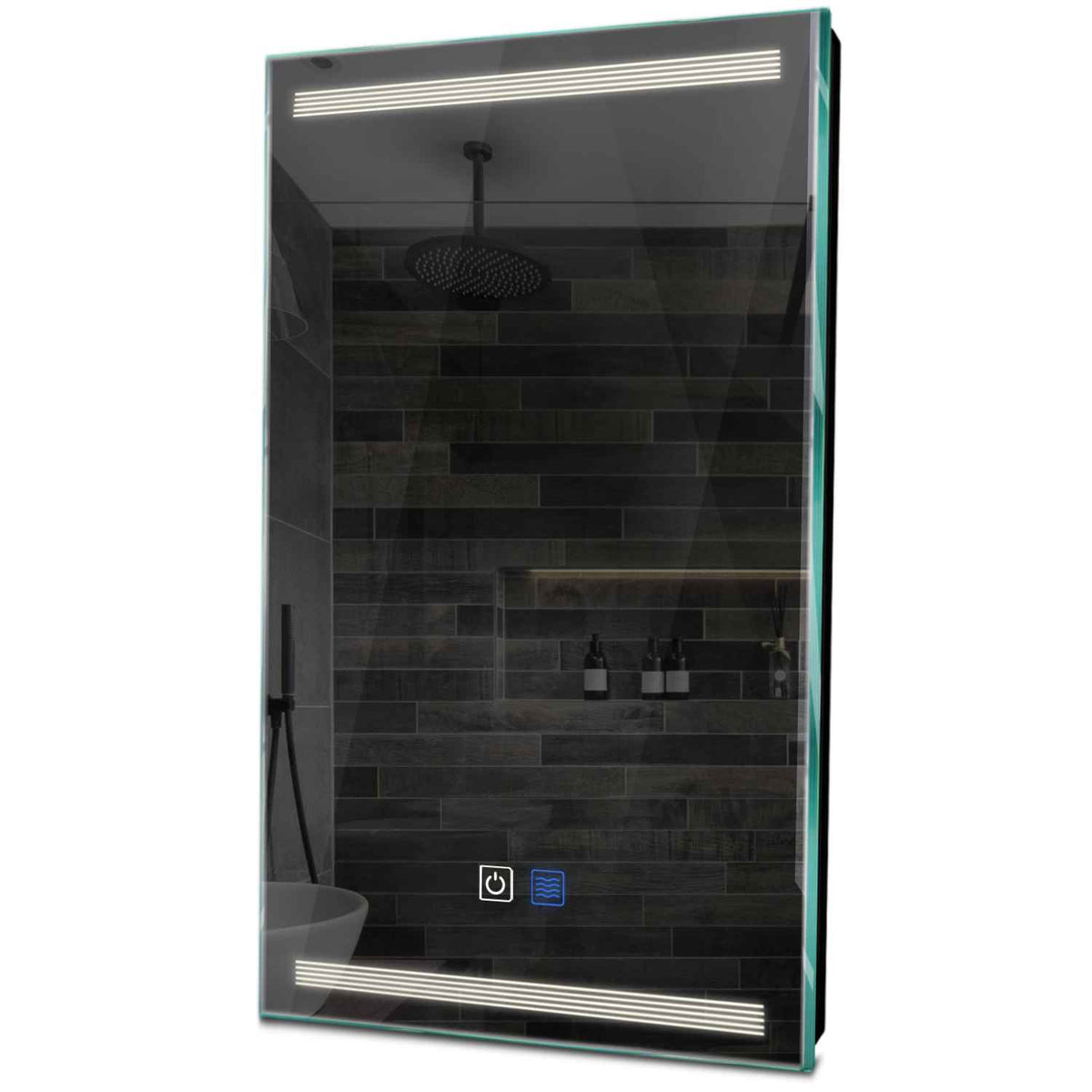 Specchio LED Verticale | Pulsanti touch | Funzione anti-appannamento | Luce bianca neutra - Reyze Serie Minimal Modello 8