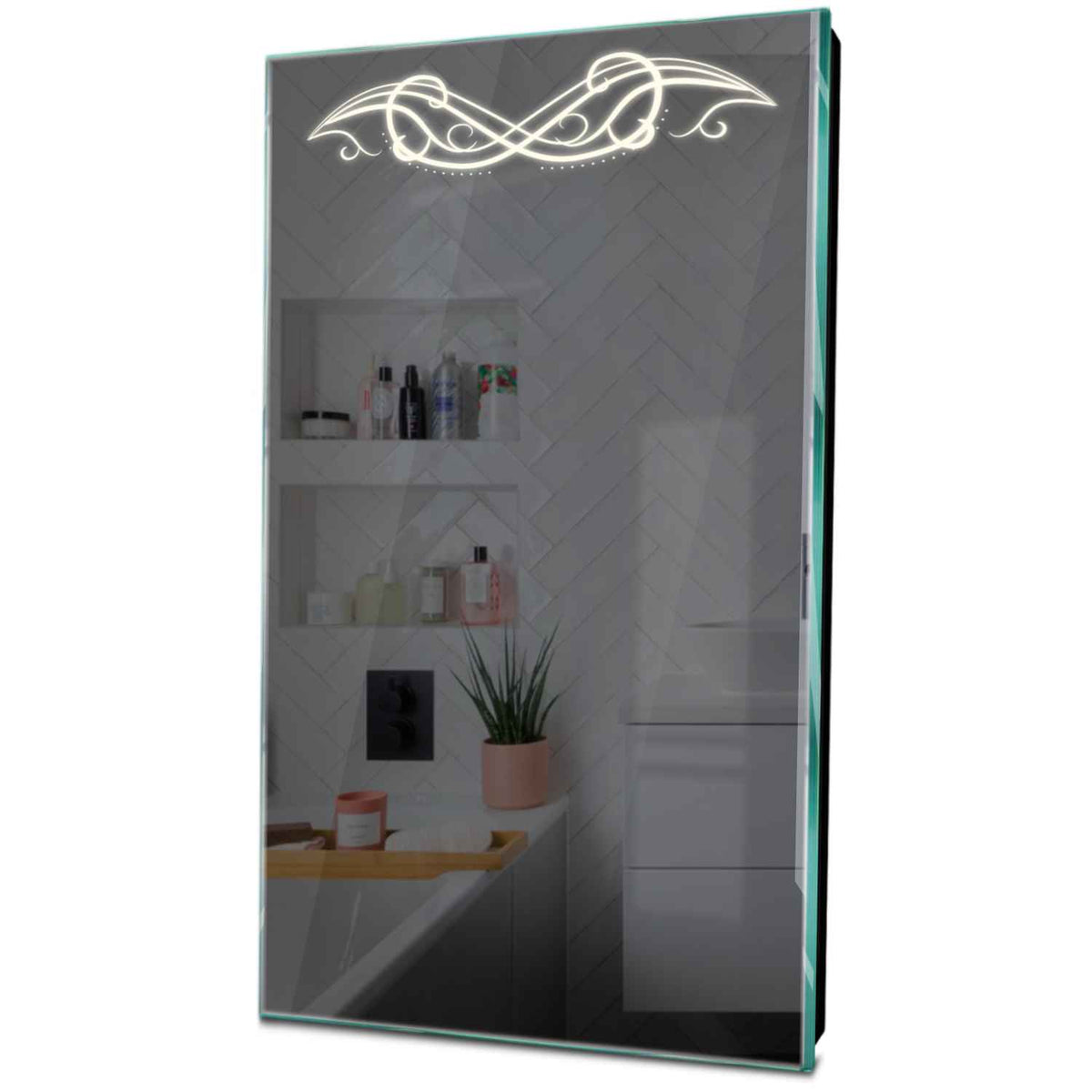 Specchio LED Verticale | Controllo tramite interruttore a muro | Luce bianca neutra - Reyze Serie Good Vibes Modello 6