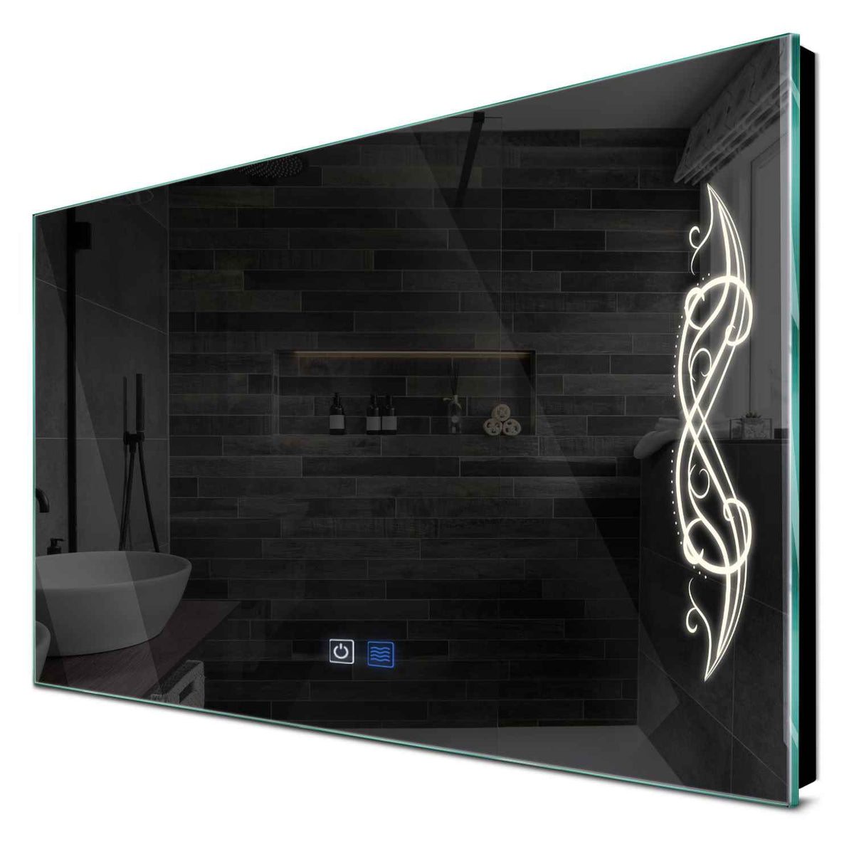 Specchio LED Rettangolare | Pulsanti touch | Funzione anti-appannamento | Luce bianca neutra - Reyze Serie Good Vibes Modello 6