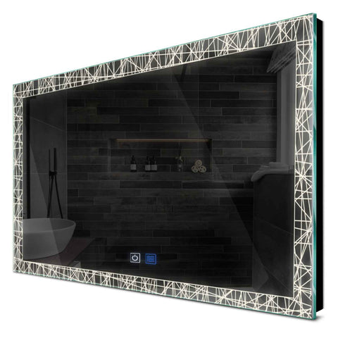 Specchio LED Rettangolare | Pulsanti touch | Funzione anti-appannamento | Luce bianca neutra - Reyze Serie Simetria Modello 1