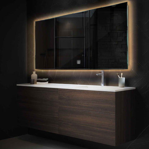 Specchio LED Rettangolare | Pulsante touch | Luce bianca calda - Reyze Serie Ambient Modello 1