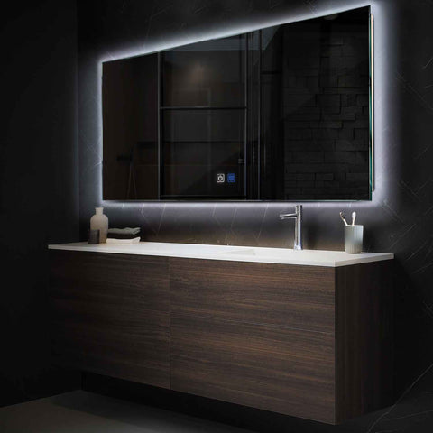 Specchio LED Rettangolare | Pulsanti touch | Funzione anti-appannamento | Luce bianca fredda - Reyze Serie Ambient Modello 1