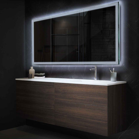 Specchio LED Rettangolare | Controllo tramite interruttore a muro | Luce bianca fredda - Reyze Serie Edge Modello 1