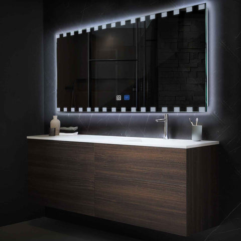 Specchio LED Rettangolare | Pulsanti touch | Funzione anti-appannamento | Luce bianca fredda - Reyze Serie Edge Modello 6