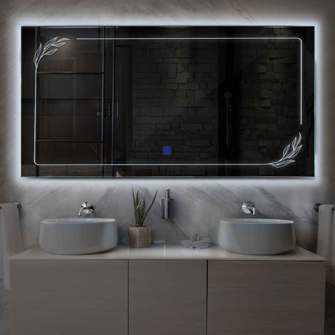 Specchio LED Rettangolare | Pulsante touch | Luce bianca fredda - Reyze Serie Good Vibes Modello 1