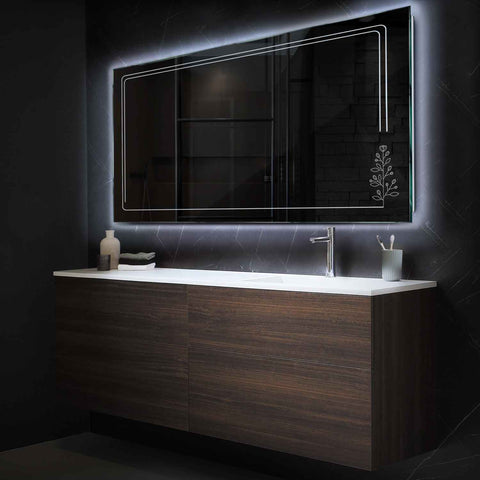 Specchio LED Rettangolare | Controllo tramite interruttore a muro | Luce bianca fredda - Reyze Serie Good Vibes Modello 3