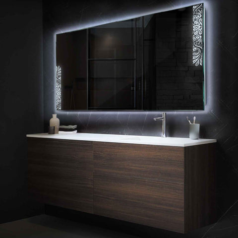 Specchio LED Rettangolare | Controllo tramite interruttore a muro | Luce bianca fredda - Reyze Serie Good Vibes Modello 4