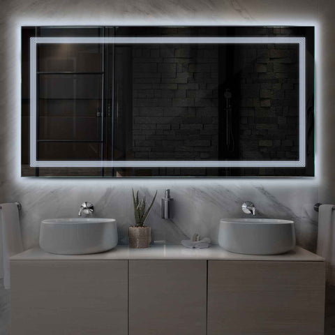 Specchio LED Rettangolare | Controllo tramite interruttore a muro | Luce bianca fredda - Reyze Serie Minimal Modello 1
