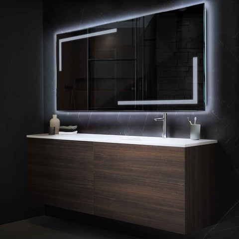 Specchio LED Rettangolare | Controllo tramite interruttore a muro | Luce bianca fredda - Reyze Serie Minimal Modello 2