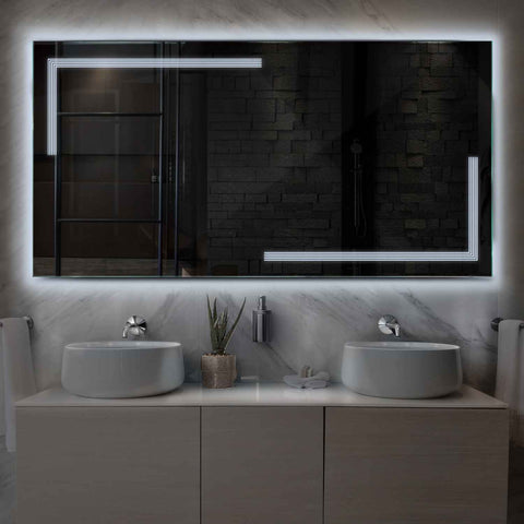 Specchio LED Rettangolare | Controllo tramite interruttore a muro | Luce bianca fredda - Reyze Serie Minimal Modello 2
