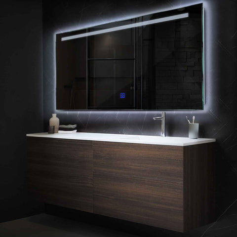 Specchio LED Rettangolare | Pulsante touch | Luce bianca fredda - Reyze Serie Minimal Modello 5