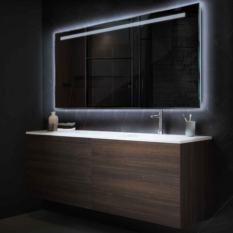 Specchio LED Rettangolare | Controllo tramite interruttore a muro | Luce bianca fredda - Reyze Serie Minimal Modello 5