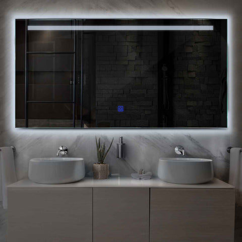 Specchio LED Rettangolare | Pulsante touch | Luce bianca fredda - Reyze Serie Minimal Modello 5