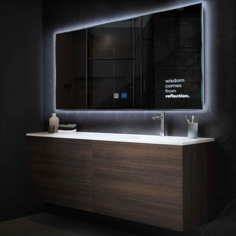 Specchio LED Rettangolare | Pulsanti touch | Funzione anti-appannamento | Luce bianca fredda - Reyze Serie Motivated Modello 1