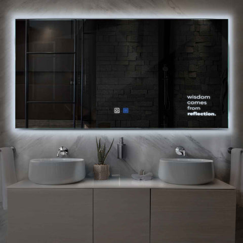 Specchio LED Rettangolare | Pulsanti touch | Funzione anti-appannamento | Luce bianca fredda - Reyze Serie Motivated Modello 1