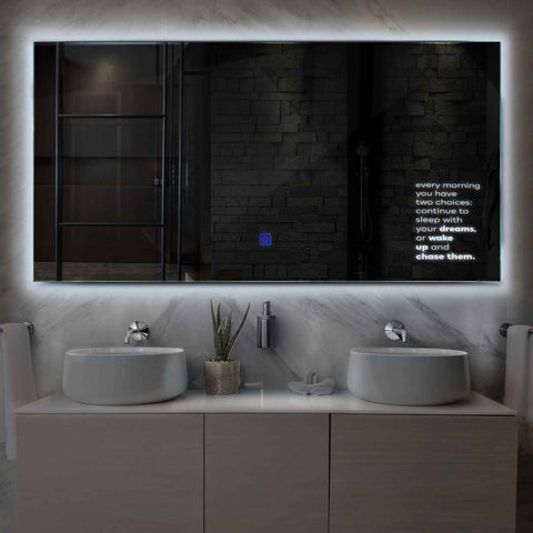 Specchio LED Rettangolare | Pulsante touch | Luce bianca fredda - Reyze Serie Motivated Modello 2