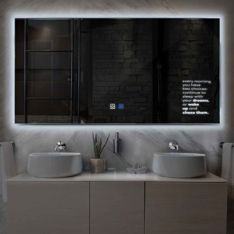 Specchio LED Rettangolare | Pulsanti touch | Funzione anti-appannamento | Luce bianca fredda - Reyze Serie Motivated Modello 2