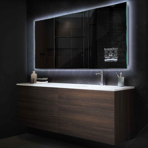 Specchio LED Rettangolare | Controllo tramite interruttore a muro | Luce bianca fredda - Reyze Serie Motivated Modello 5