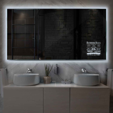 Specchio LED Rettangolare | Controllo tramite interruttore a muro | Luce bianca fredda - Reyze Serie Motivated Modello 5
