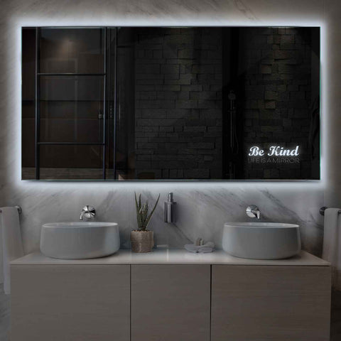 Specchio LED Rettangolare | Controllo tramite interruttore a muro | Luce bianca fredda - Reyze Serie Motivated Modello 6