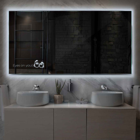 Specchio LED Rettangolare | Controllo tramite interruttore a muro | Luce bianca fredda - Reyze Serie Motivated Modello 8