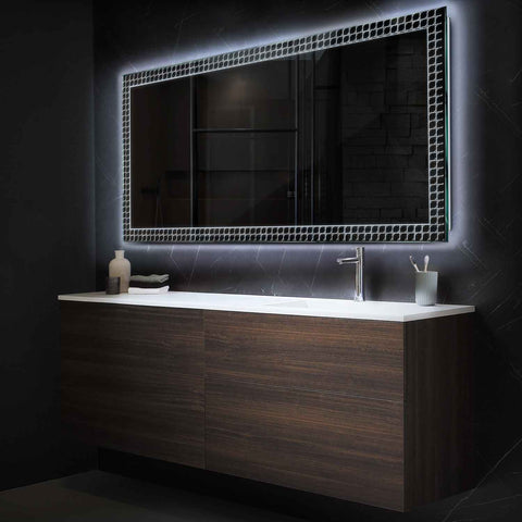 Specchio LED Rettangolare | Controllo tramite interruttore a muro | Luce bianca fredda - Reyze Serie Official Modello 3