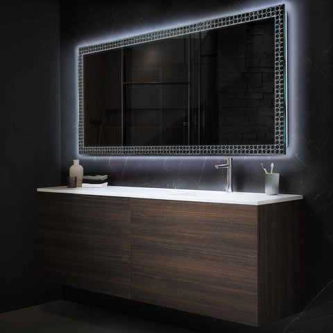 Specchio LED Rettangolare | Controllo tramite interruttore a muro | Luce bianca fredda - Reyze Serie Official Modello 4