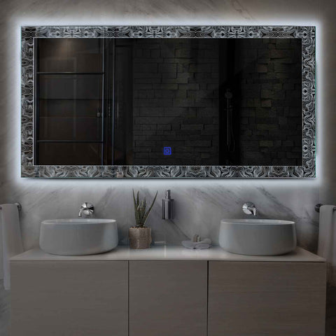 Specchio LED Rettangolare | Pulsante touch | Luce bianca fredda - Reyze Serie Official Modello 8