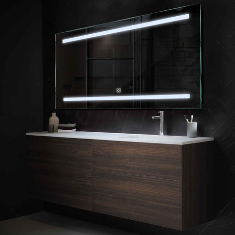 Specchio LED Rettangolare | Pulsante touch | Luce bianca fredda - Reyze Serie Salono Modello 4